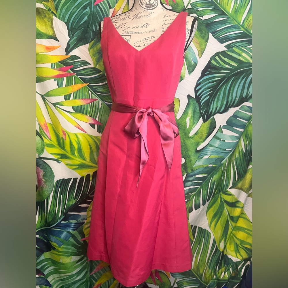 J. Crew Sz 4 Hot Pink V Neck Lined Homecoming Prom Cocktail Party Summer Dress